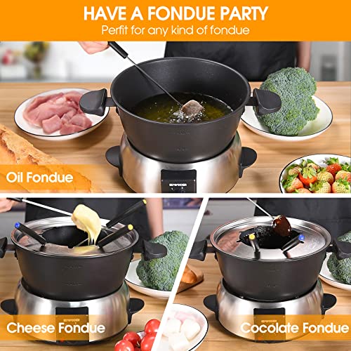 2-Quart Electrical Fondue Pot with 1000-Watt Non-Stick Design, Temperature Management, and eight Forks - Supreme for Chocolate, Cheese, and Caramel Fondue