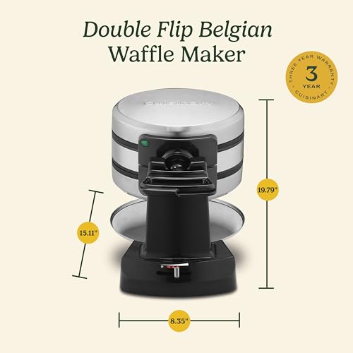 Cuisinart WAF-F40 Double Flip Belgian Waffle Maker, 1400 Watts, New Black and Stainless Metal