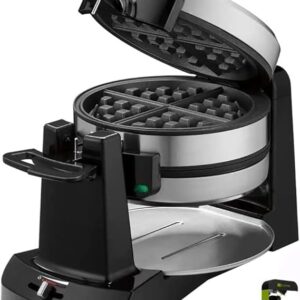 Cuisinart WAF-F40 Double Flip Belgian Waffle Maker in Black/Stainless with 1-12 months CPS Enhanced Safety Pack Bundle