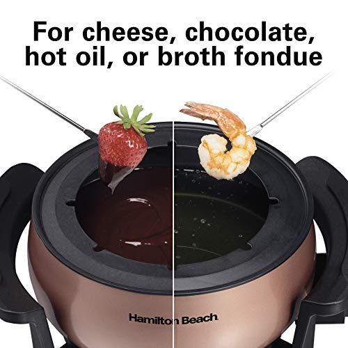 Hamilton Seashore 86201 12-Cup Electrical Fondue Pot Set with Temperature Management, Consists of 6 Colour-Coded Forks, Preferrred for Cheese, Chocolate, Sizzling Oil, and Broth, 3 Quart Capability,...