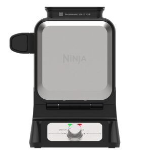 Ninja BW1001 NeverStick PRO Belgian Waffle Maker – Vertical Design, 5 Shade Choices, Consists of Precision-Pour Cup and Chef-Curated Recipe Information, Black & Silver